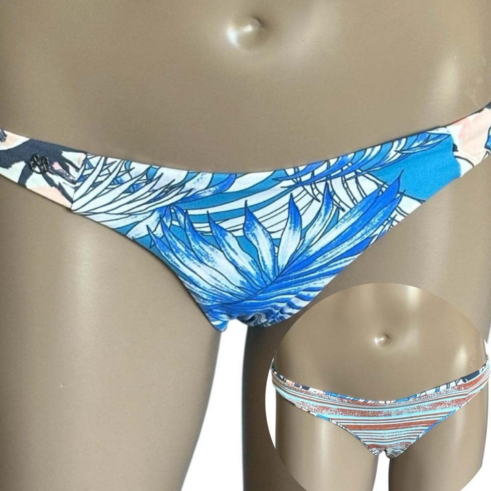Maaji Floral/Striped Solid Reversible Bikini Swim… - image 1